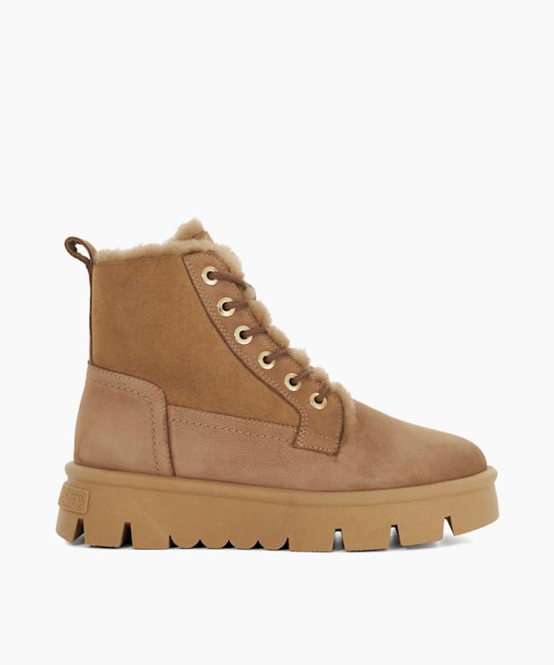 dune london Poddings - Taupe Chunky Borg-Lined Boots