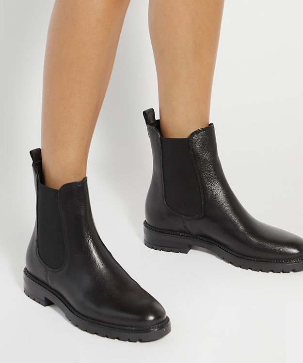 Dune London Poema - Black Cleated Sole Chelsea Boots