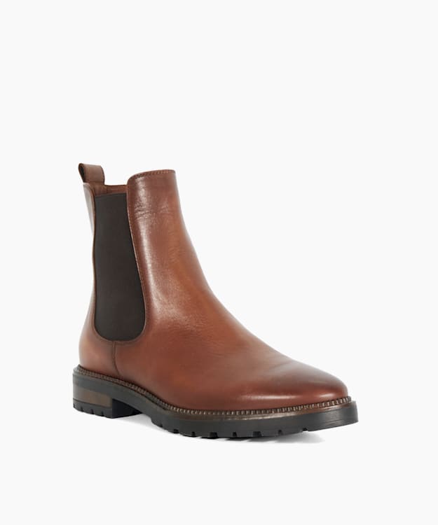 Dune London Poema - Tan Cleated Sole Chelsea Boots