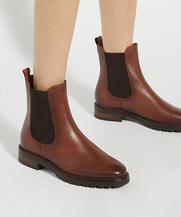 Dune London Poema - Tan Cleated Sole Chelsea Boots