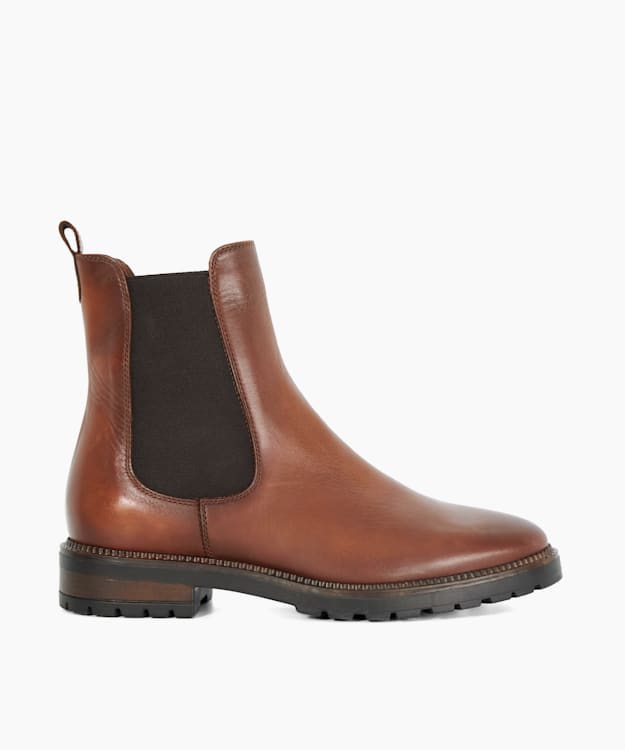 dune london Poema - Tan Cleated Sole Chelsea Boots