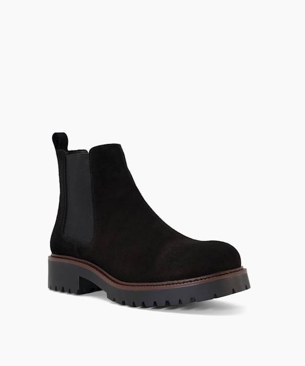 Dune London Porche - Black Suede Chelsea Boots