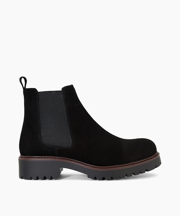 dune london Porche - Black Suede Chelsea Boots