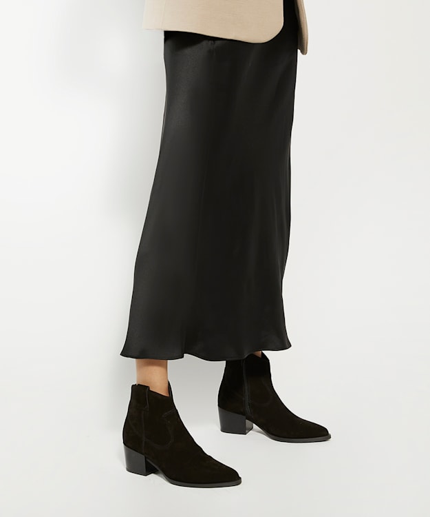 Dune London Possibility - Black Suede Western Boots