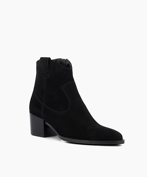 Dune London Possible - Black Suede Western Boots