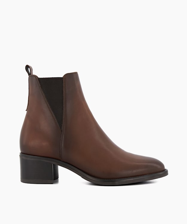 dune london Pouring - Brown Leather Ankle Boots