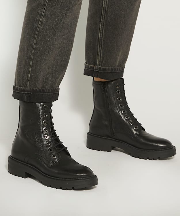Dune London Press - Black Cleated-Sole Hiker Boots