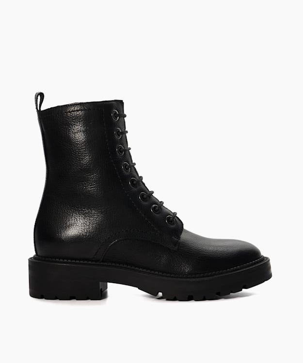 dune london Press - Black Cleated-Sole Hiker Boots