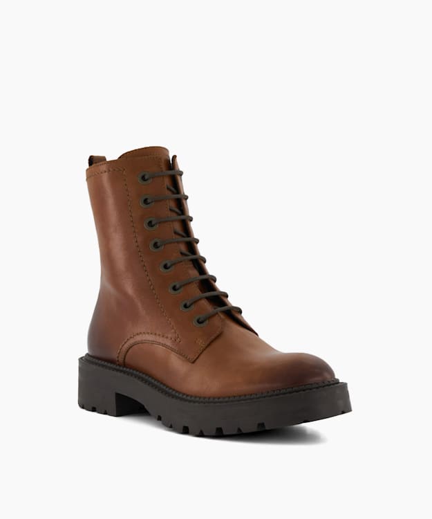 Dune London Press - Tan Casual Leather Ankle Boots