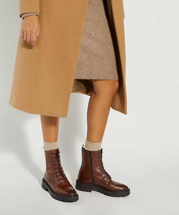 Dune London Press - Tan Casual Leather Ankle Boots
