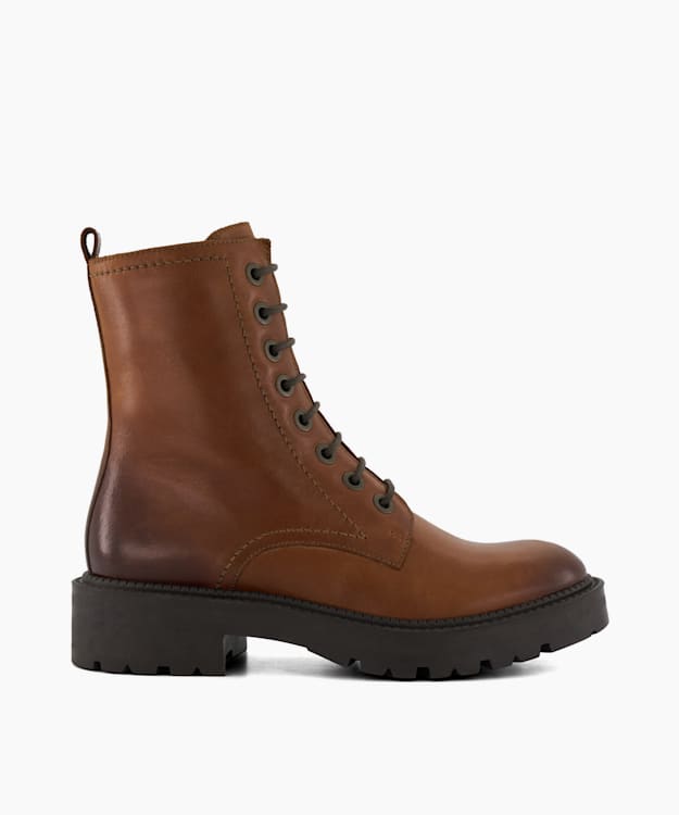 dune london Press - Tan Casual Leather Ankle Boots