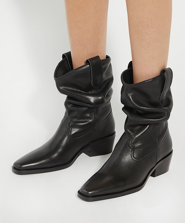 Dune London Prims - Black Relaxed Western Boots