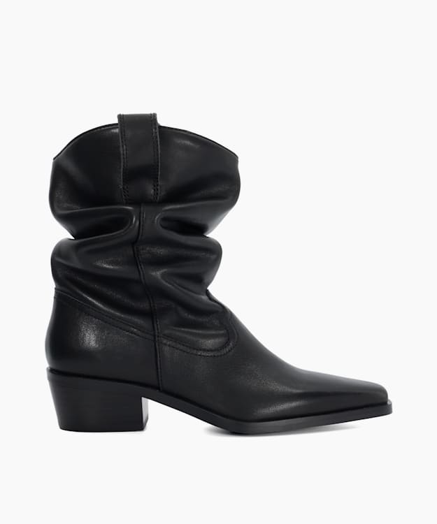 dune london Prims - Black Relaxed Western Boots