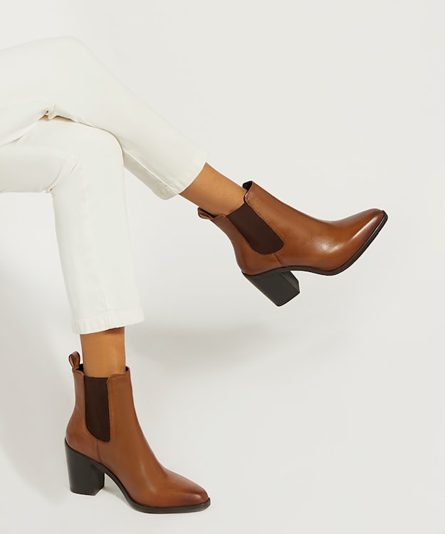 Dune London Promising - Tan Leather Western Boots