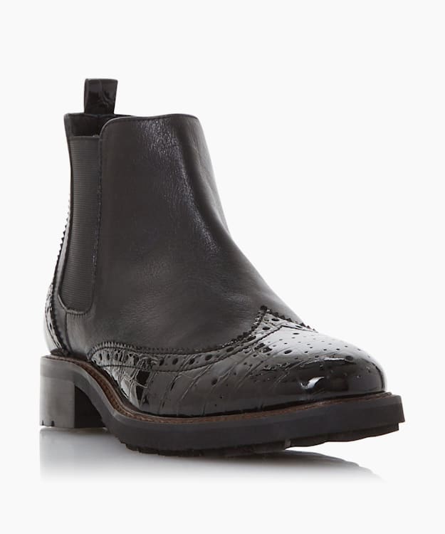 Dune London Quarters - Black Brogue Chelsea Boots