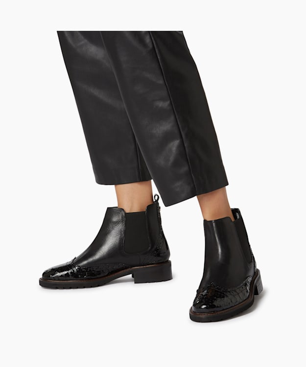 Dune London Quarters - Black Brogue Chelsea Boots