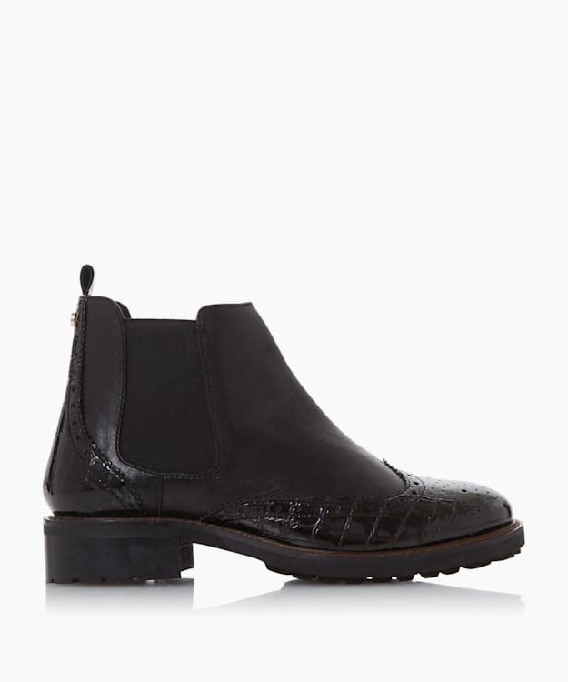 dune london Quarters - Black Brogue Chelsea Boots