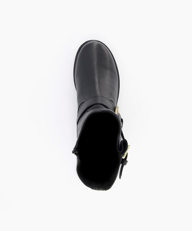 Dune London Rokka - Black Buckle Strap Biker Boots