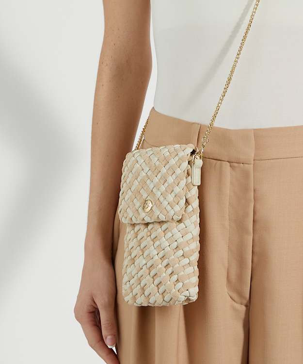 Dune London Saff - Cream Woven Phone Cross Body Bag