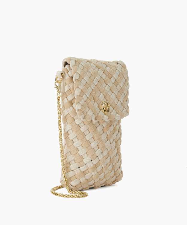 Dune London Saff - Cream Woven Phone Cross Body Bag