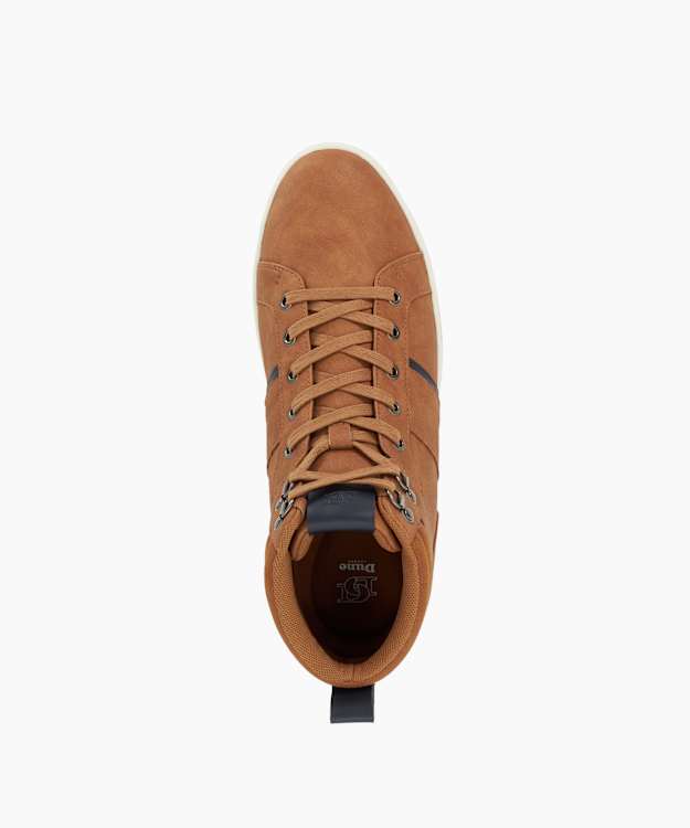 Dune London Sailors - Tan Fabric Lace Up Mid Trainer