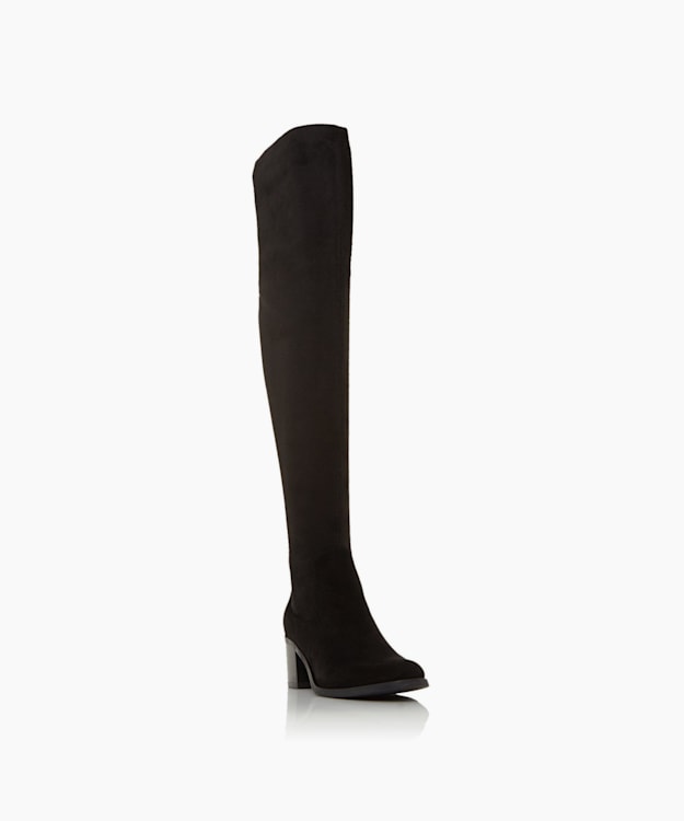 Dune London Sander - Black Over The Knee Boots