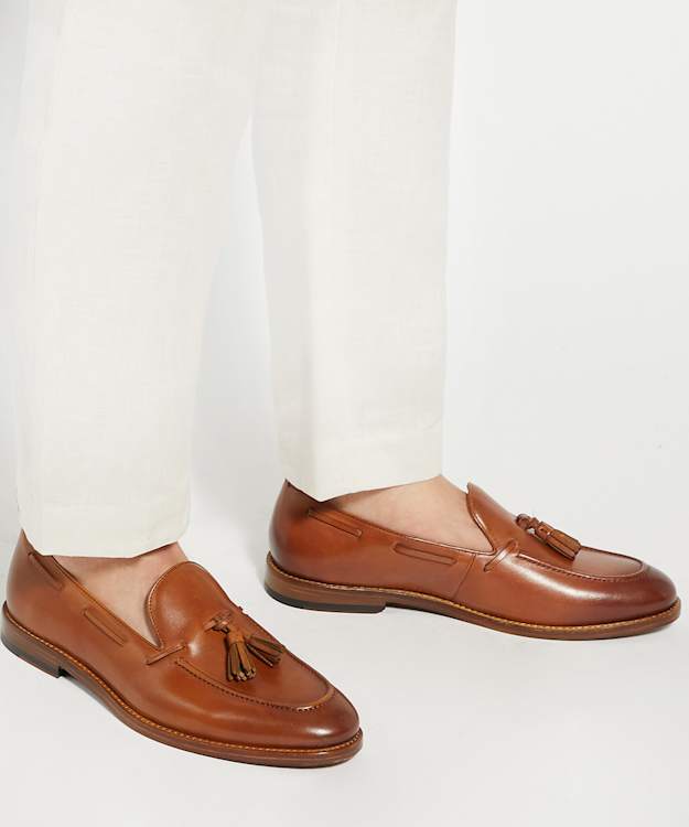 Dune London Sanders - Tan Tassel-Trimmed Loafers