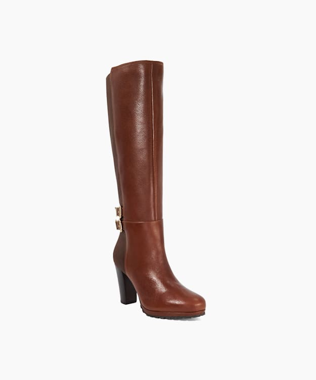 Dune London Sarissa - Tan Over The Knee Heel Boots