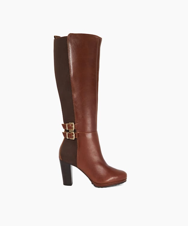 dune london Sarissa - Tan Over The Knee Heel Boots
