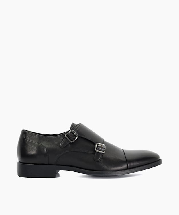dune london Satchin - Black Double Buckle Monk Shoe