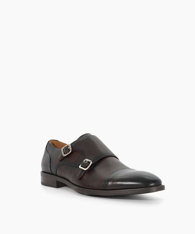 Dune London Satchin - Brown Double Buckle Monk Shoe
