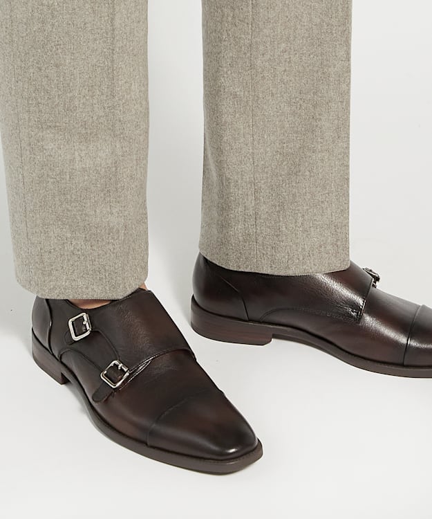 Dune London Satchin - Brown Double Buckle Monk Shoe