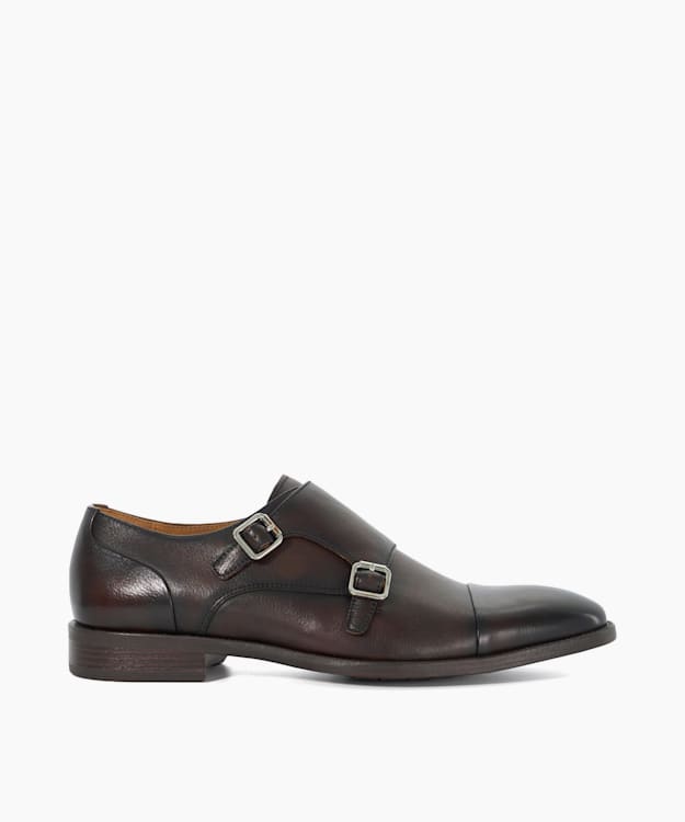 dune london Satchin - Brown Double Buckle Monk Shoe