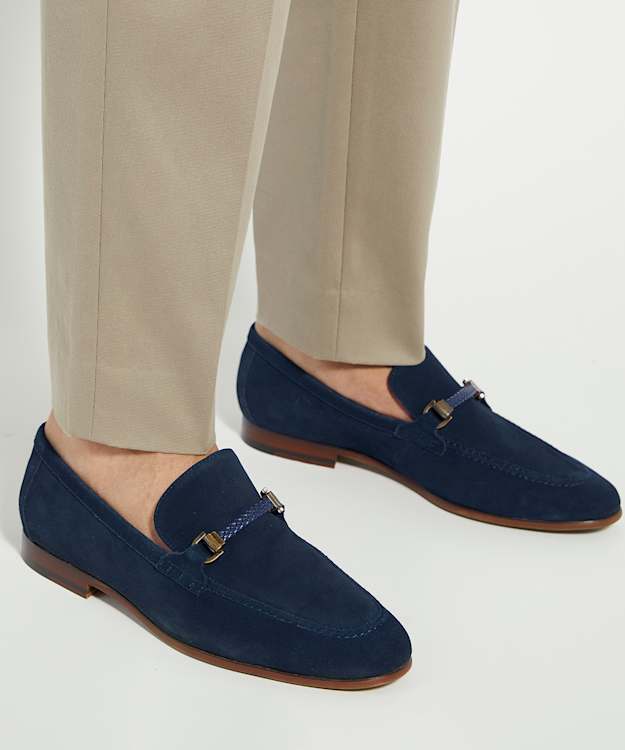 Dune London Scilly - Navy Snaffle Trimmed Loafers