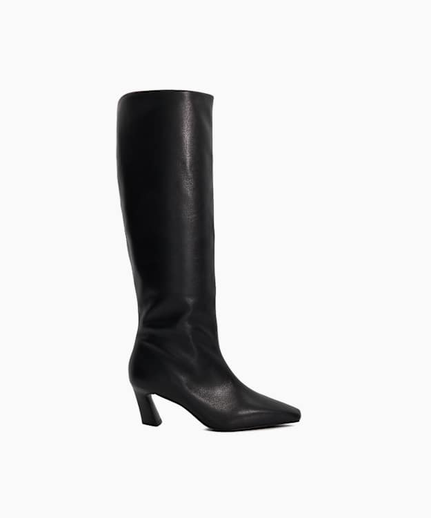 dune london Selinni - Black Leather Knee High Boots