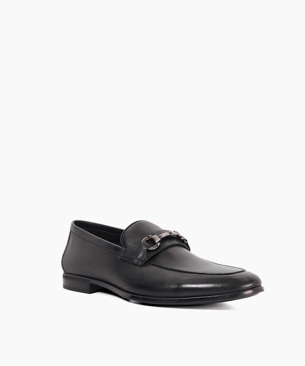Dune London Seymore - Black Leather Snaffle Loafers