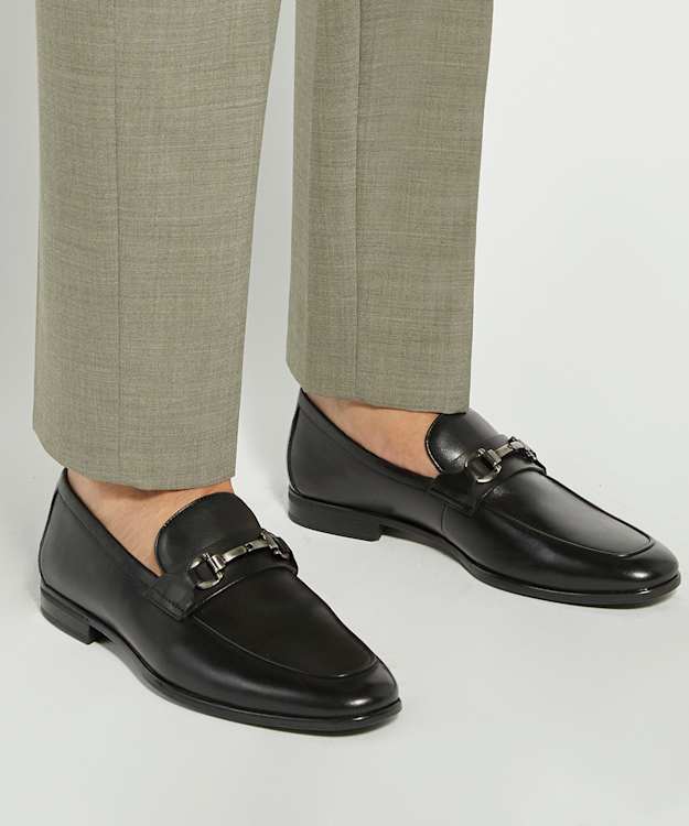 Dune London Seymore - Black Leather Snaffle Loafers