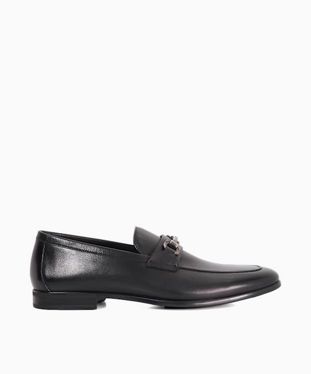 dune london Seymore - Black Leather Snaffle Loafers