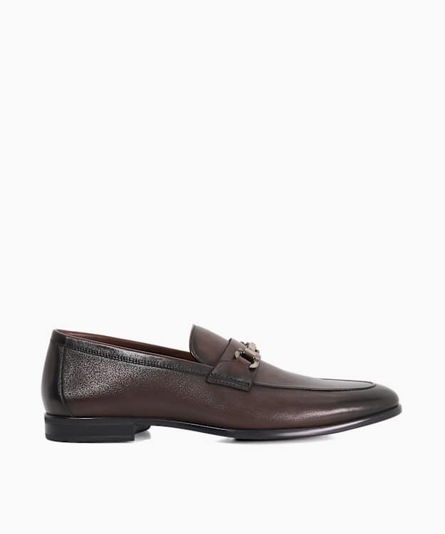 dune london Seymore - Brown Leather Snaffle Loafers