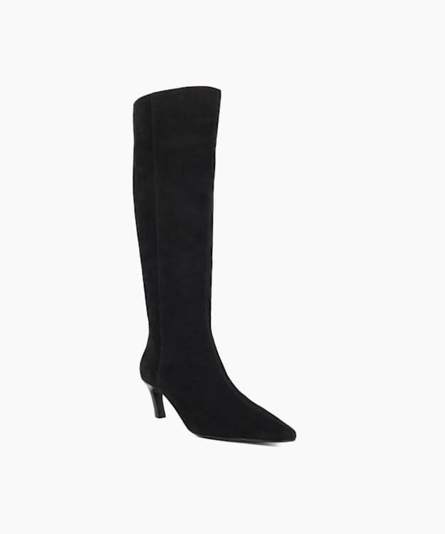 Dune London Siana - Black Suede Knee High Boots