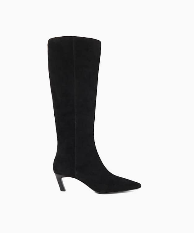 dune london Siana - Black Suede Knee High Boots