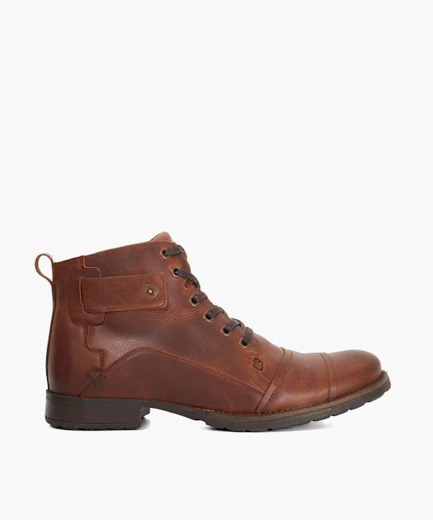 dune london Simon 1 - Tan Leather Seam Detail Boots