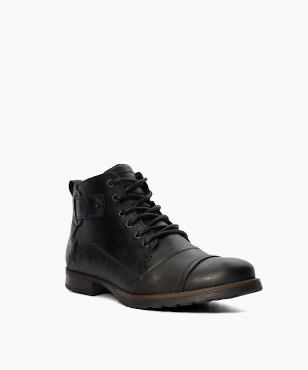 Dune London Simon - Black Leather Seam Detail Boots