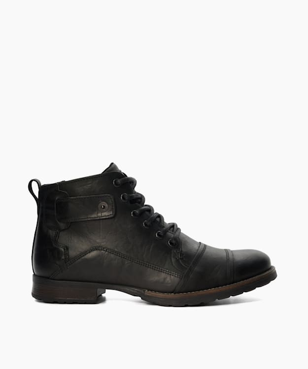 dune london Simon - Black Leather Seam Detail Boots