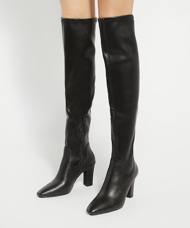Dune London Sirenna - Black Over The Knee Boots