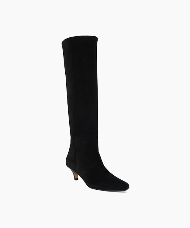 Dune London Slink - Black Knee High Low Heel Boots