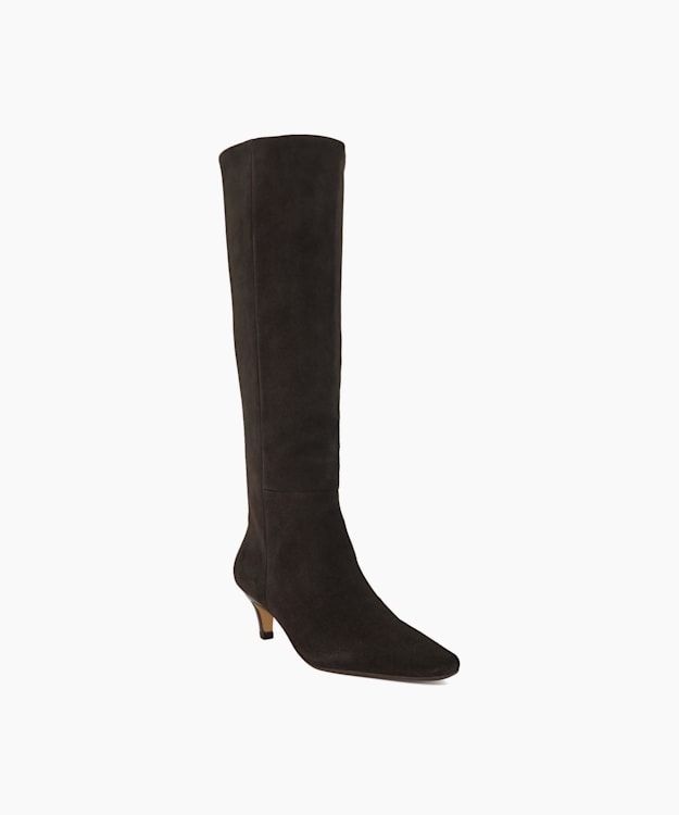 Dune London Slink - Brown Knee High Low Heel Boots