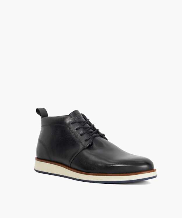 Dune London Smoky - Black Casual Leather Lace-Ups