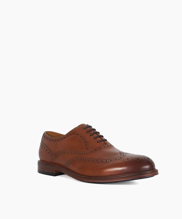 Dune London Solihull - Tan Wide-Fit Brogues