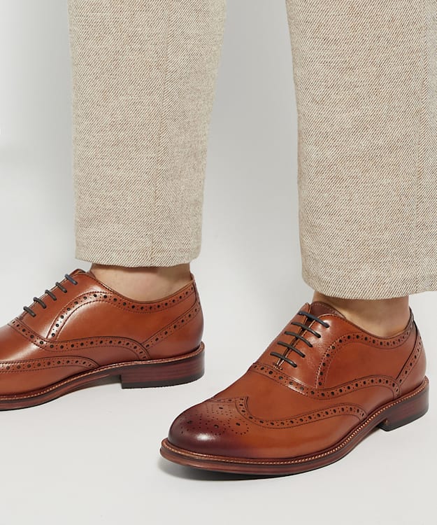 Dune London Solihull - Tan Wide-Fit Brogues